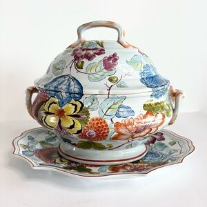 Vintage Holt Renfrew Italian Majolica Porecelain Tureen Limited Saks 5th Avenue